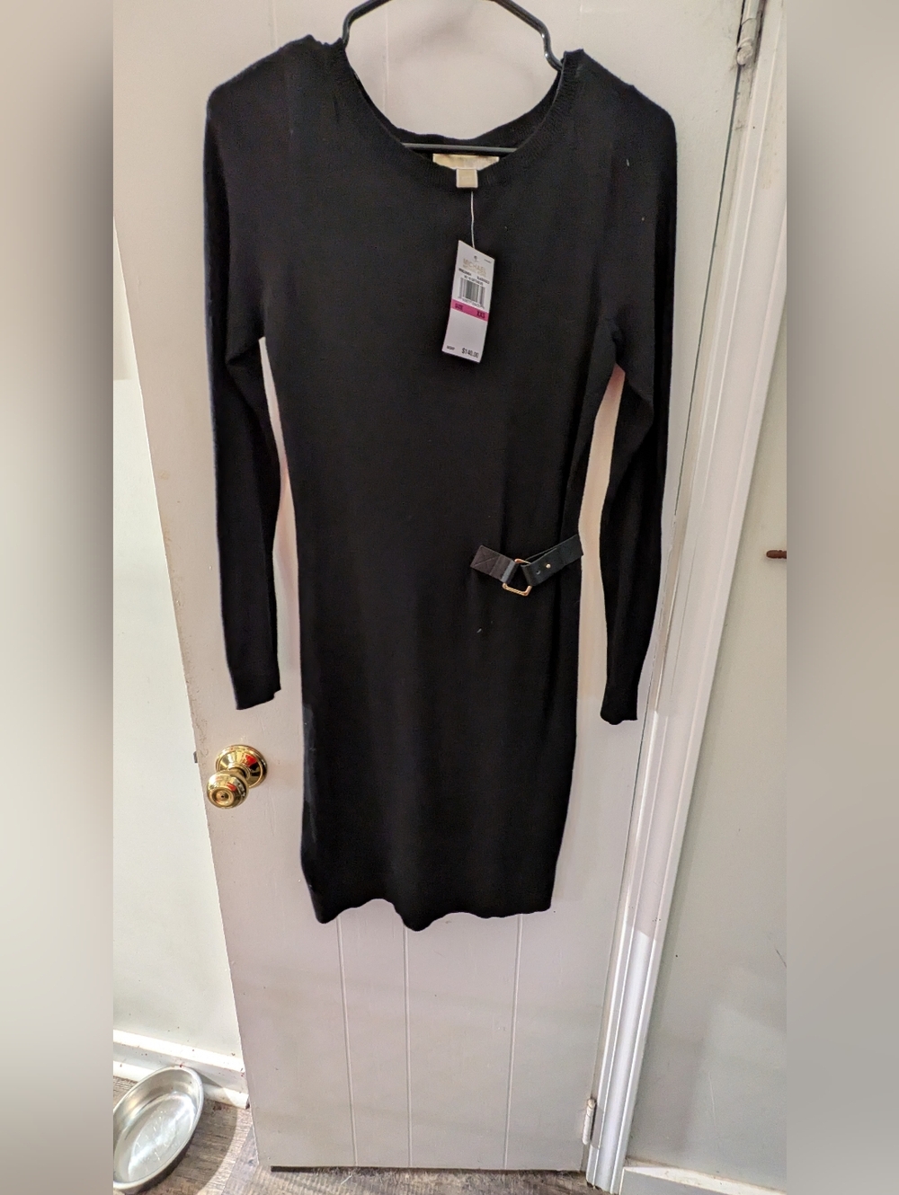 Michael kors lack Long-Sleeve Knit Dress with Side Buckle
